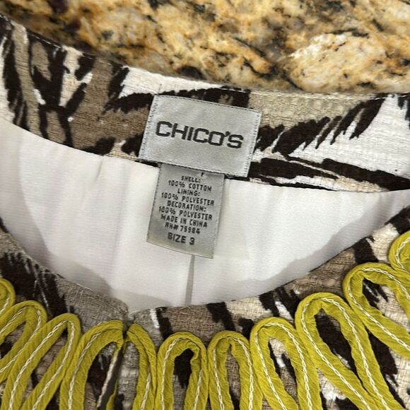 Chico's Odina Brushed Kat Floral Cotton 3/4 Sleeve Jacket Size XL - Picture 6 of 9